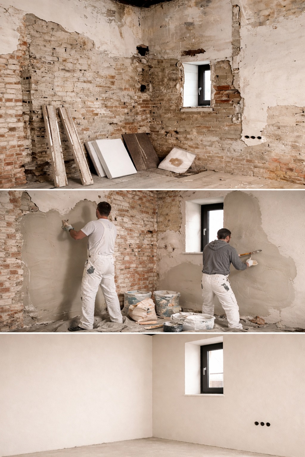 Travaux de façade et enduit sur échafaudage