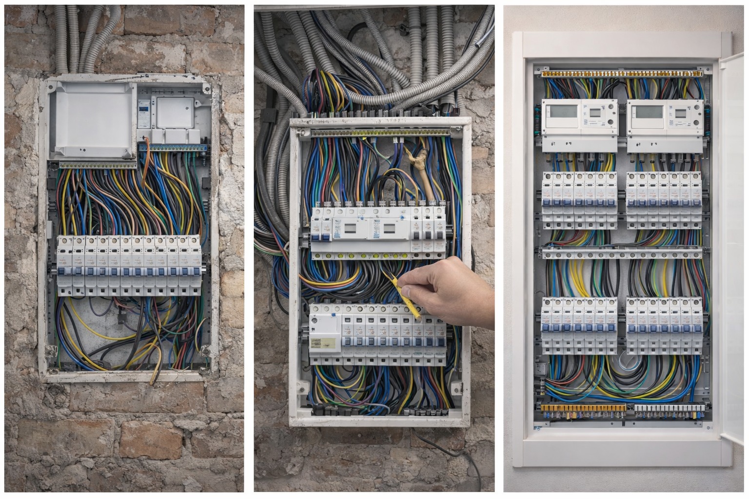 Électricien et tableau électrique sur chantier