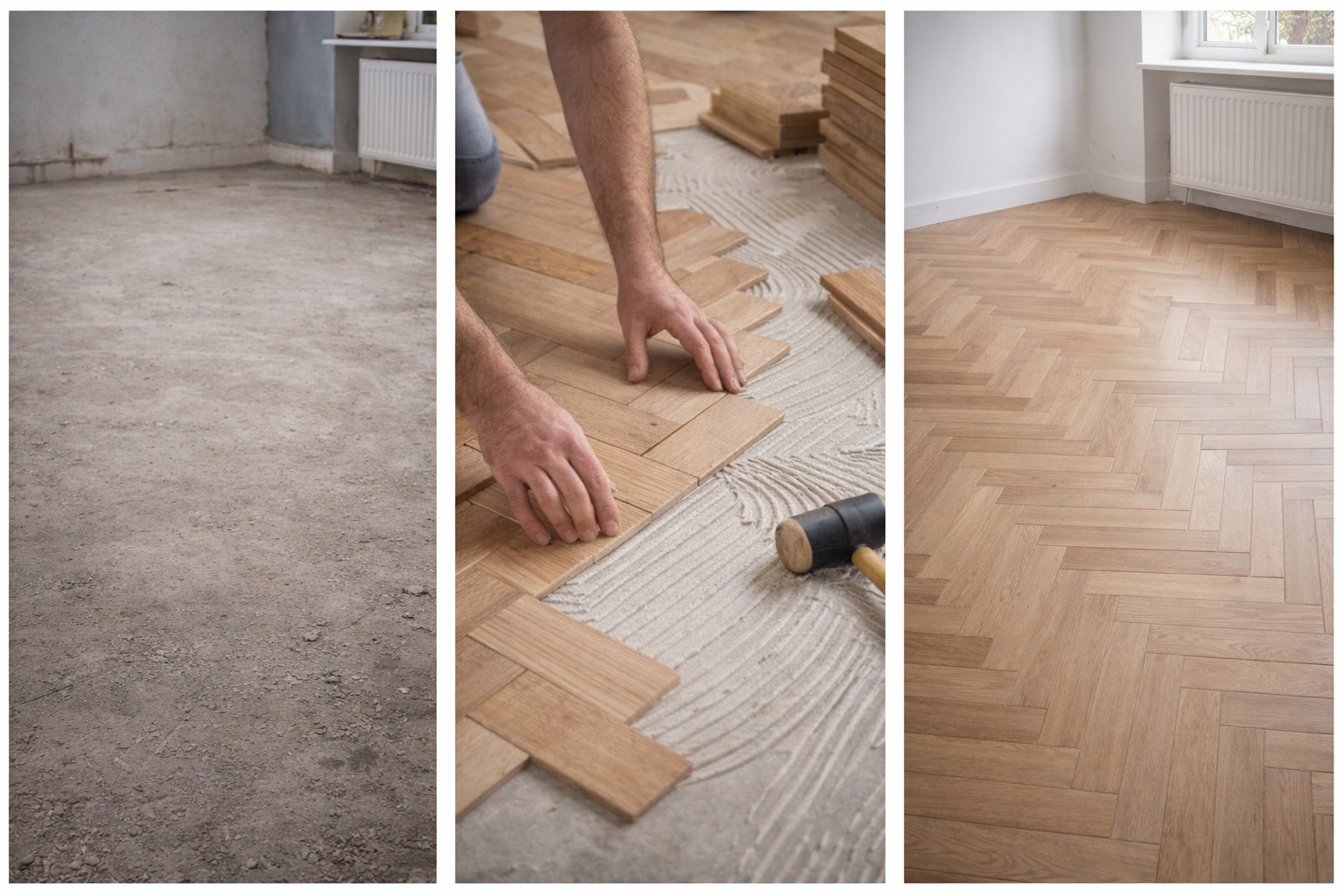 Intérieur avec parquet en point de Hongrie